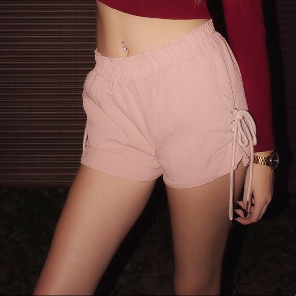 Baby pink SideTieShorts - Picture 1 of 3